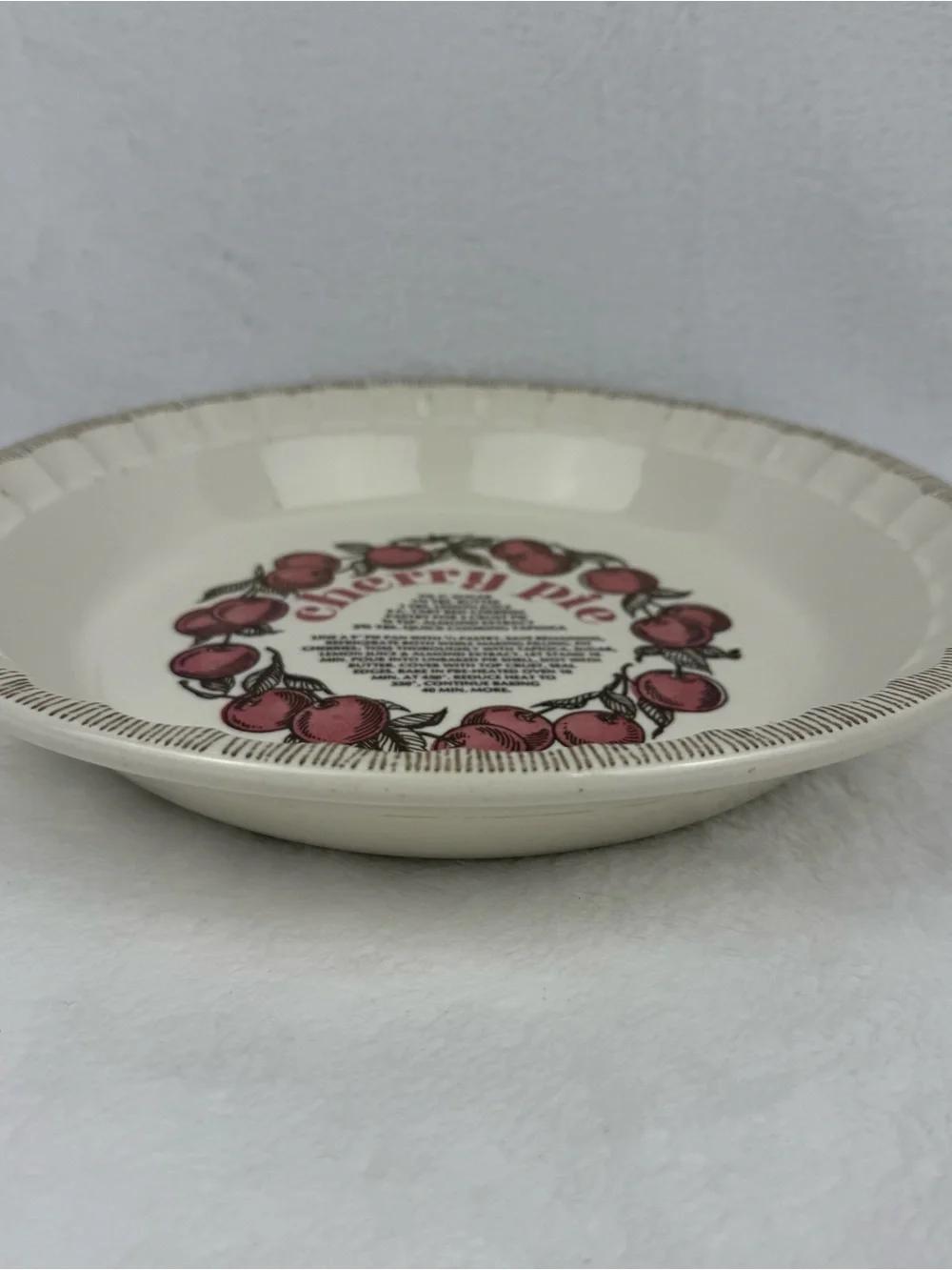 Vintage 1983 Cherry Pie Recipe Plate Royal China Country Harvest Made in USA